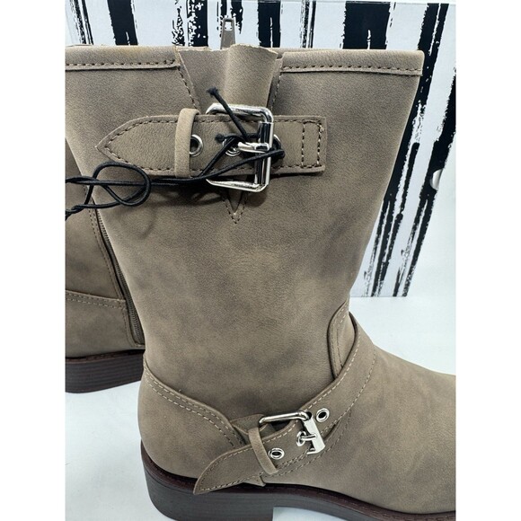 Dv By Dolce Vita Women Side Zip Buckle Moto Bike Boot Dark Taupe Size 8 - Picture 10 of 16